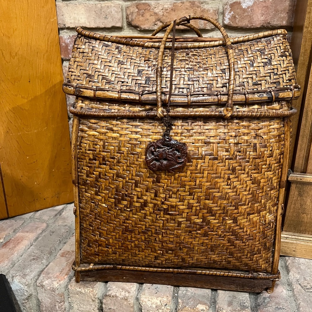 Vintage Woven Basket with Handle